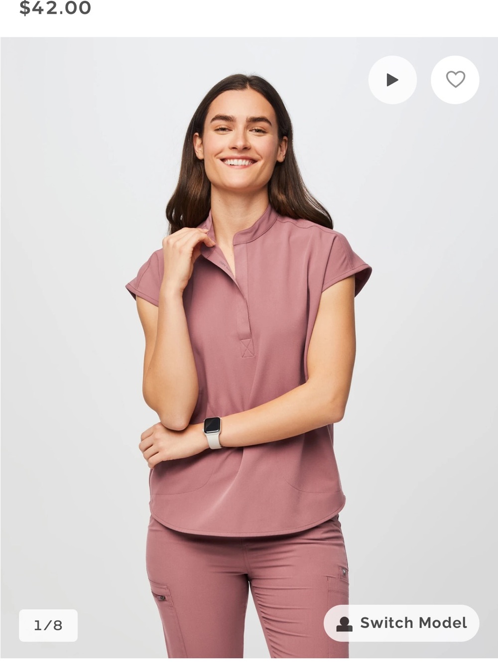 FIGS Mauve Pink Cap-Sleeve Tunic Top